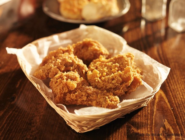 fried chicken basket in golden light Farmstead Restaurant